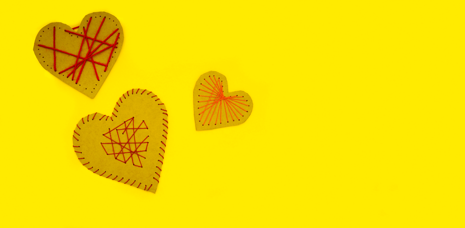Hearts on a yellow background.