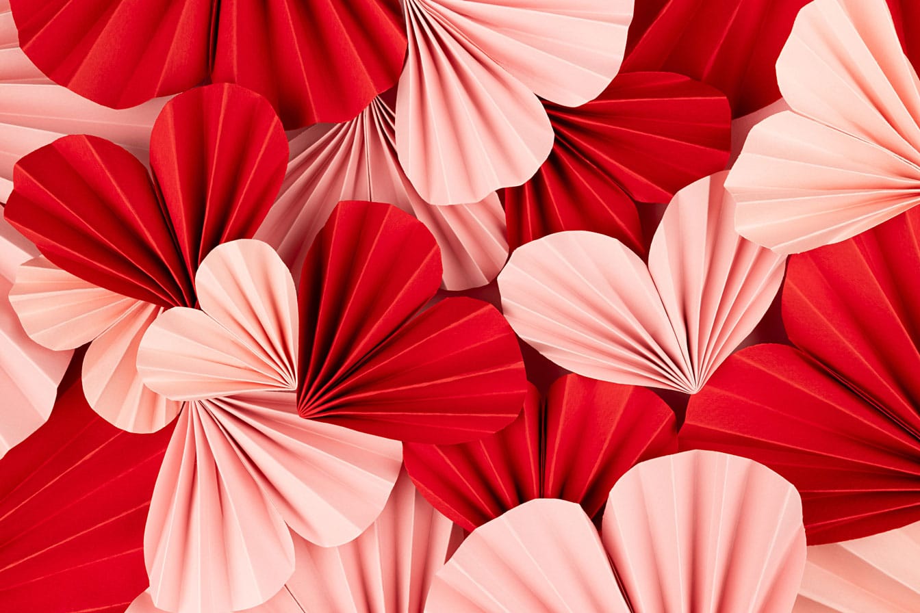 A lot of paper hearts.