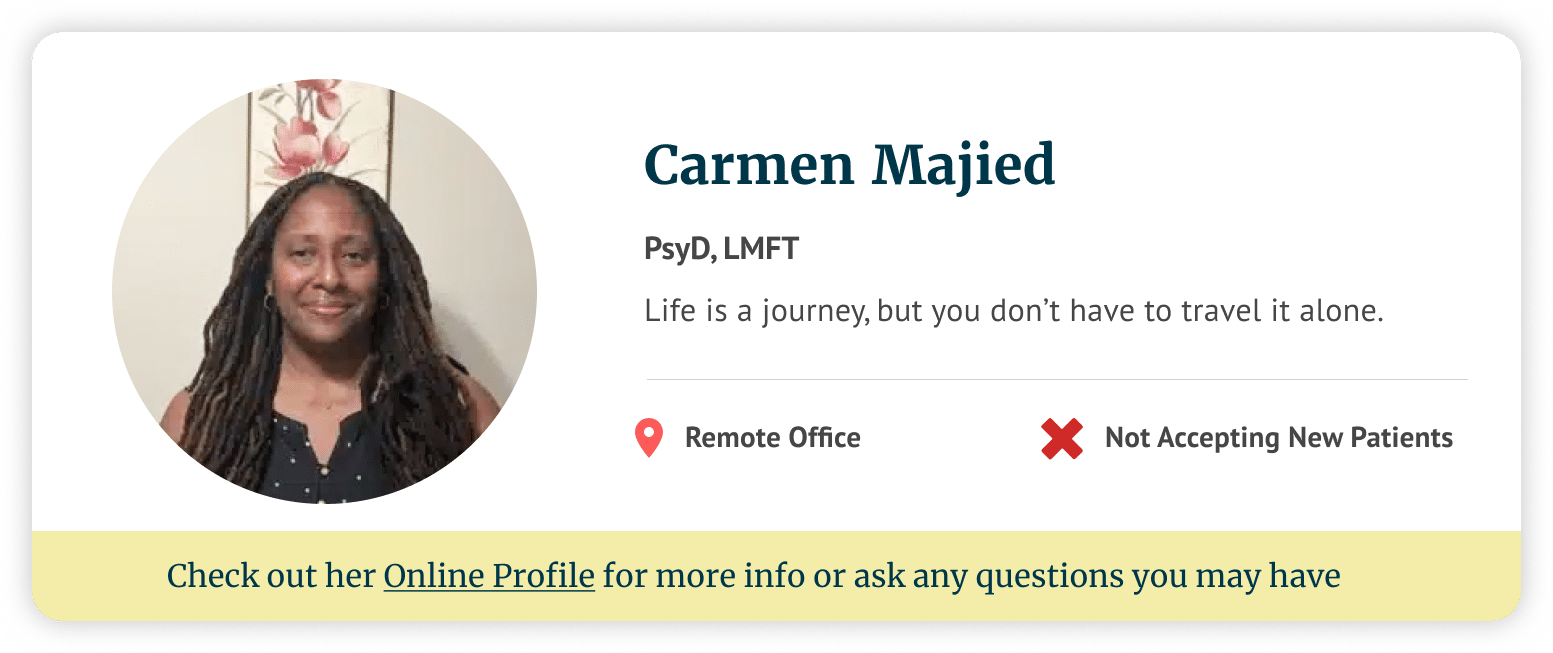 Image of Dr. Carmen Majid, LMFT, PsyD